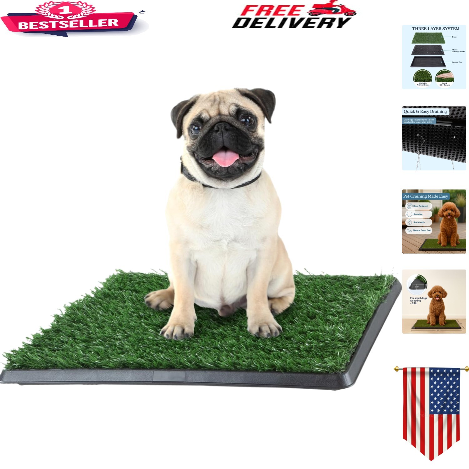 Washable Pet Housebreaking Pad with Tray – 16×20 Inch for Small and Medium Dogs