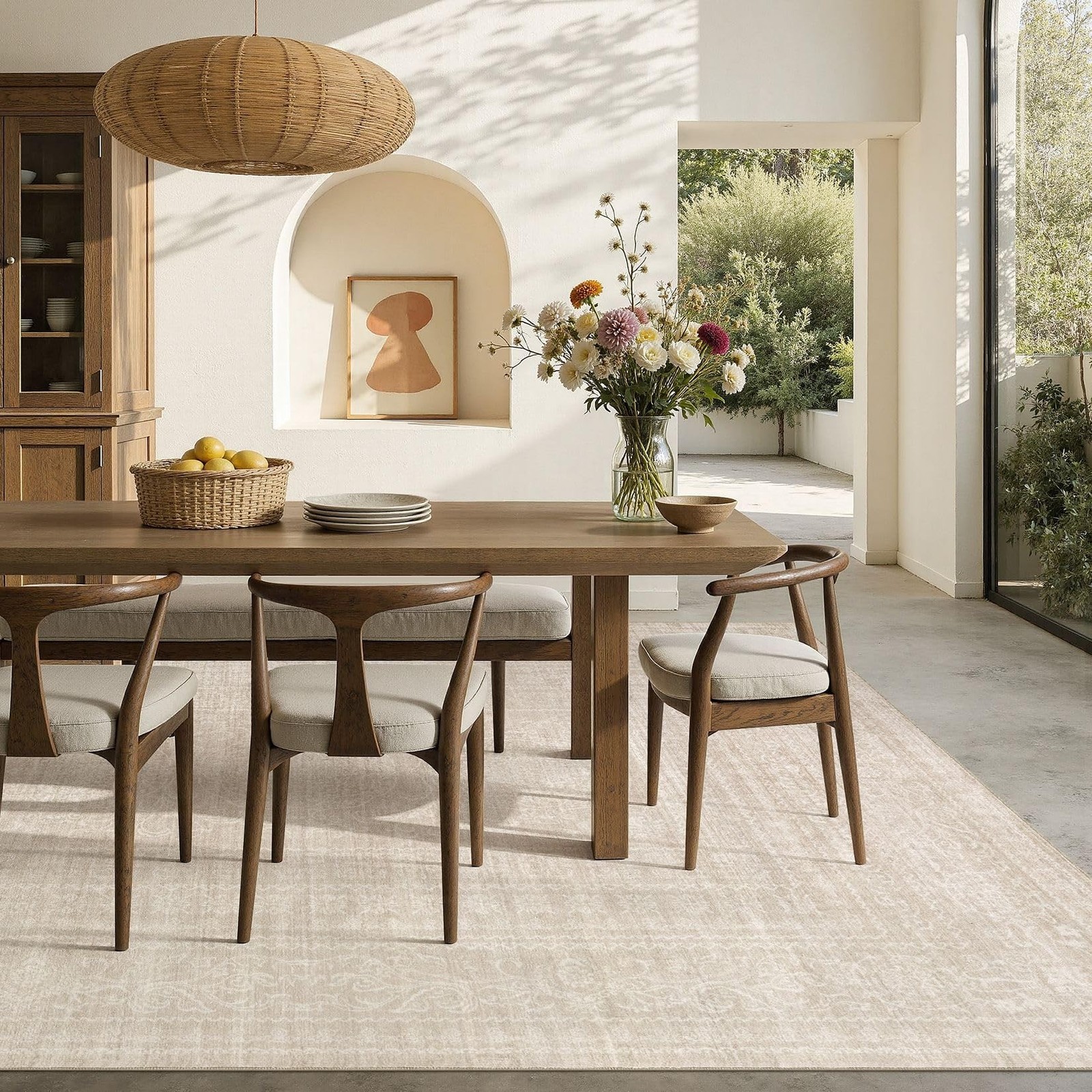 Nakagishi Neutral 6×9 Area Rugs for Living Room Washable, Beige | Pet & Kid F…