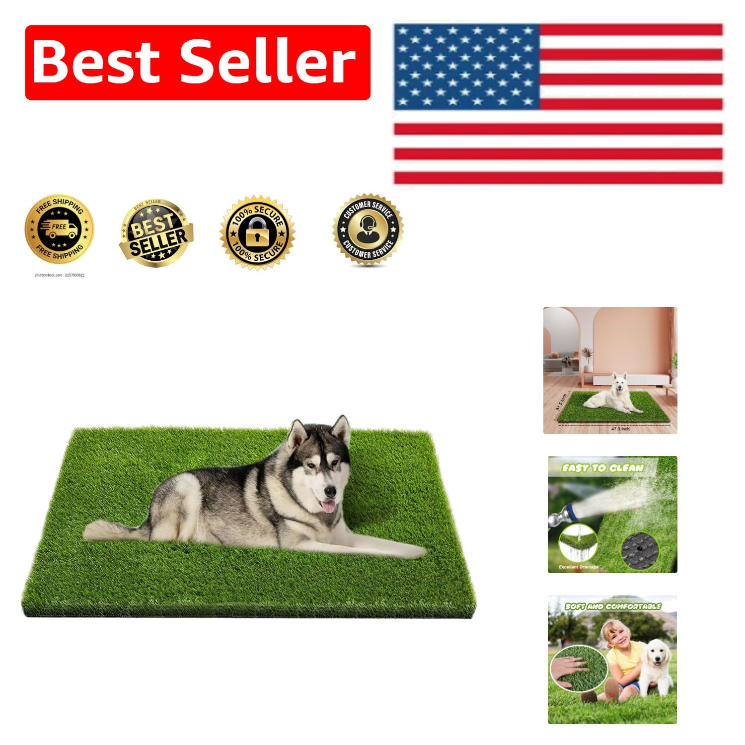 Indoor/Outdoor Artificial Grass Mat 47.3″ x 31.5″ – Ideal for Dog & Cat Training