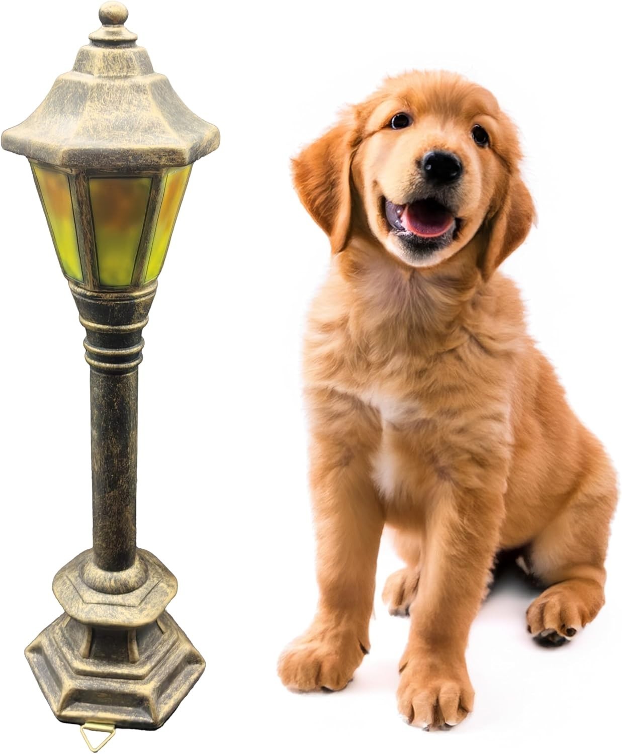 Charming Gold Dog Street Light Figurine – Ideal for Garden Decor and Training