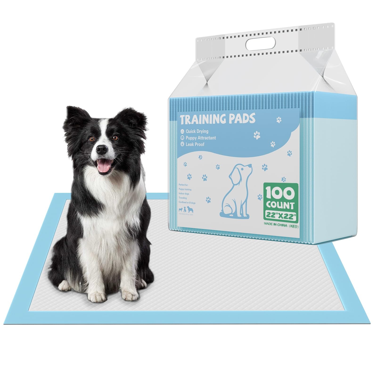DUMOS 100 Count Puppy Pads for Dogs, 22″ x 22″ Potty Puppy Training Pad, 6-La…