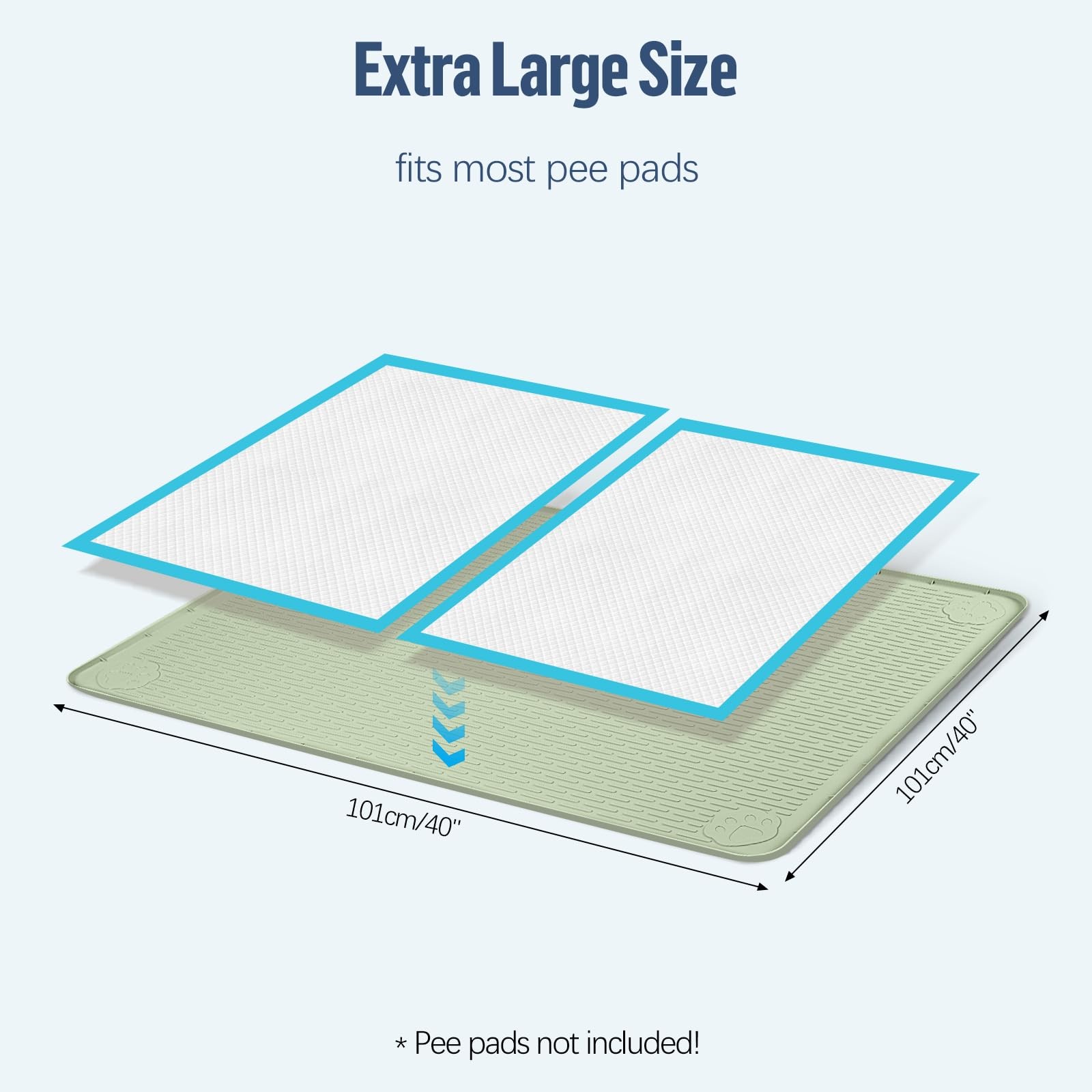 Pee Pad Holder for Dogs 40”x40” Silicone Puppy Pee Pad Tray, Green | Extra …