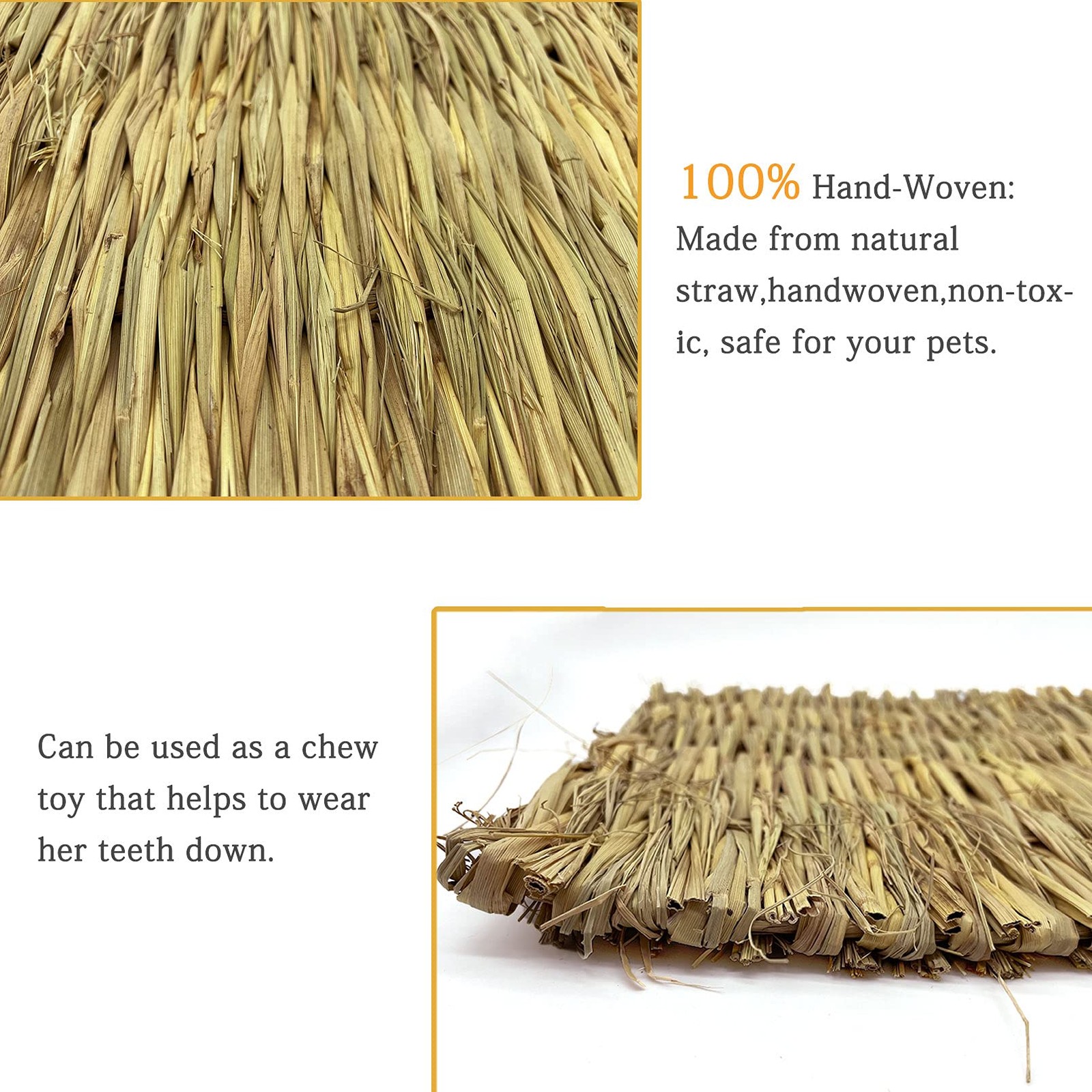 Tfwadmx 18 Pack Bunny Grass Mat Rabbit Natural Straw Woven Bed 18Pcs, Brown