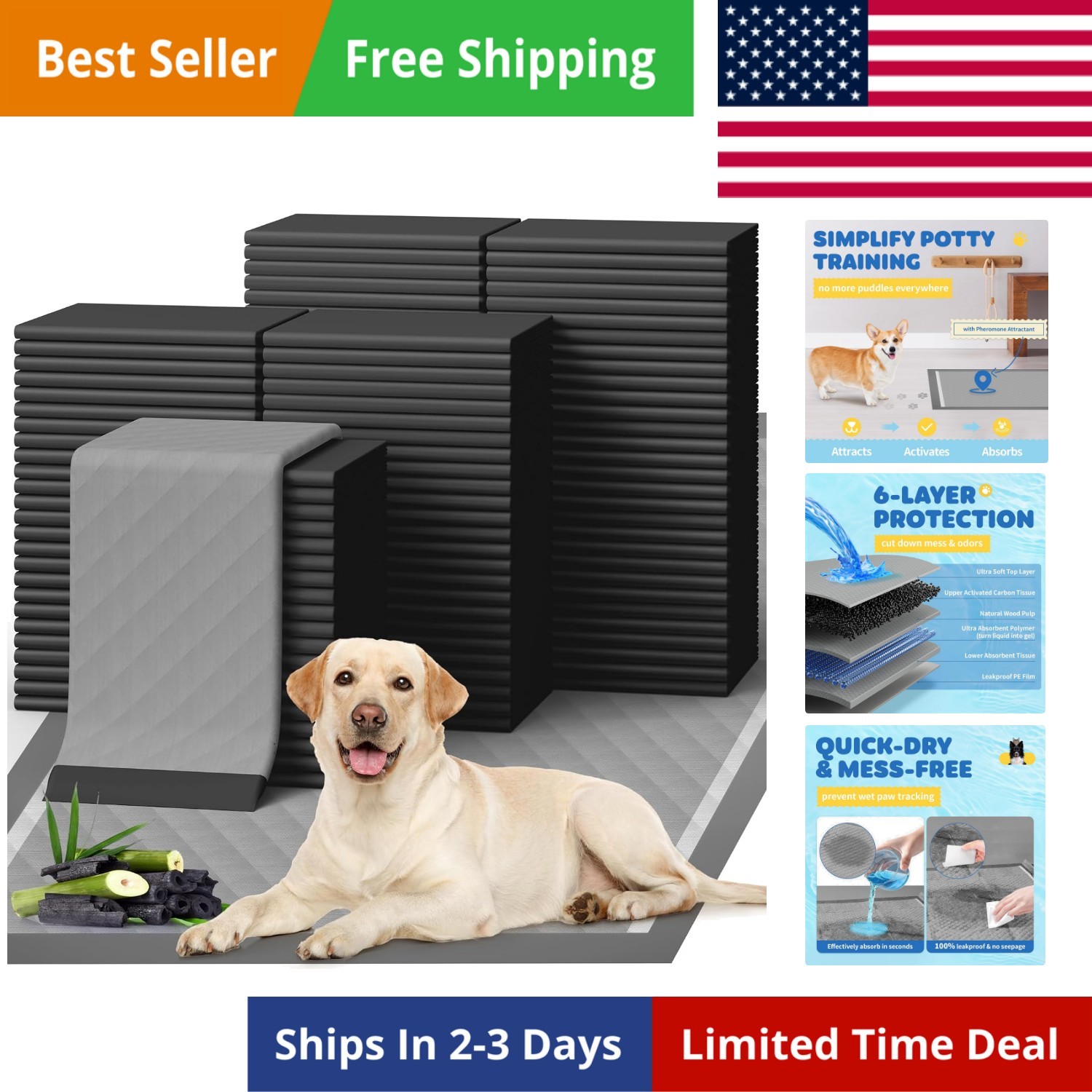 100-Pack X-Large Puppy Pads – 34” x 28” Pee Pads for Dogs Potty Training wi…