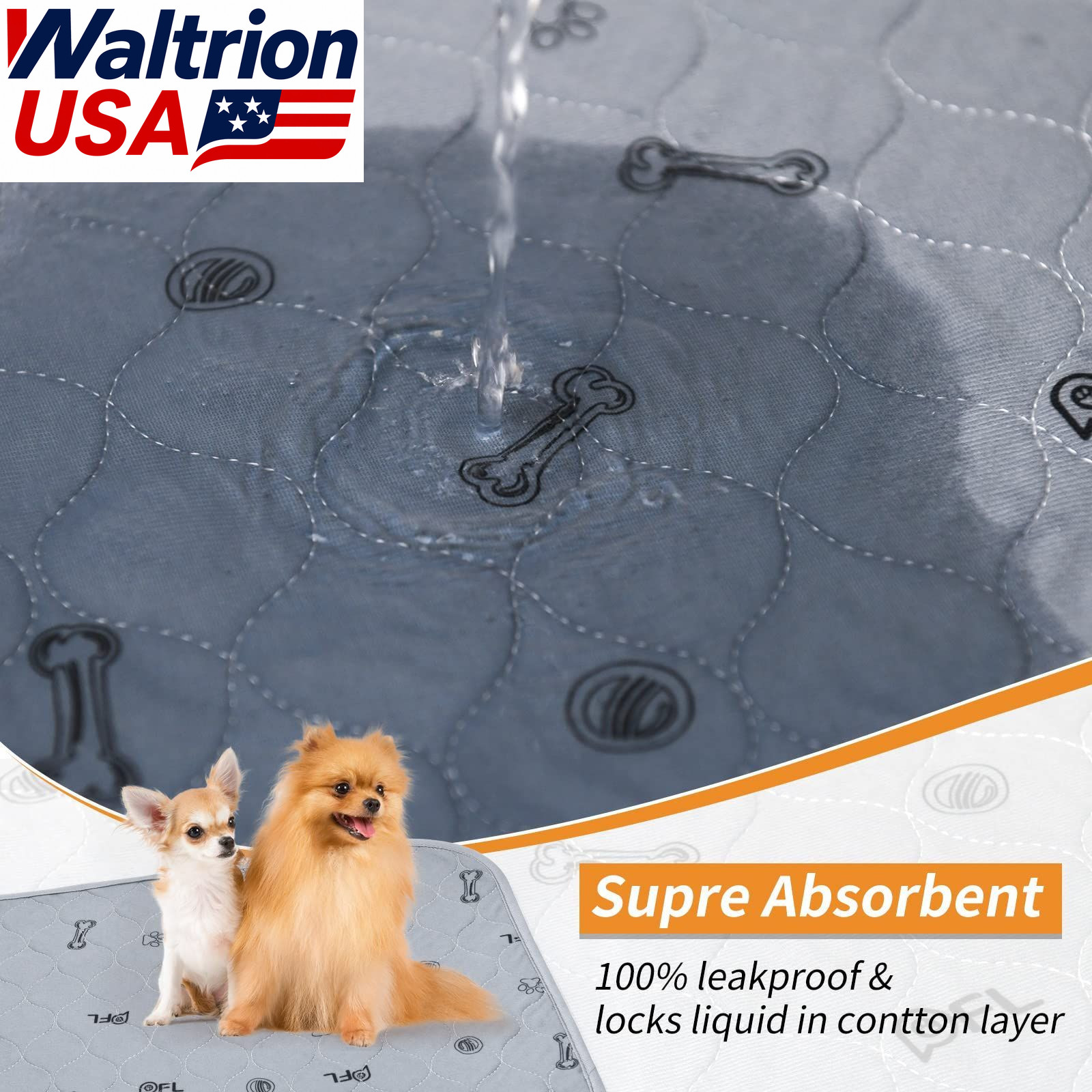 Washable Pee Pads for Dogs Reusable Puppy Training Pads 18×24 2 Pack
