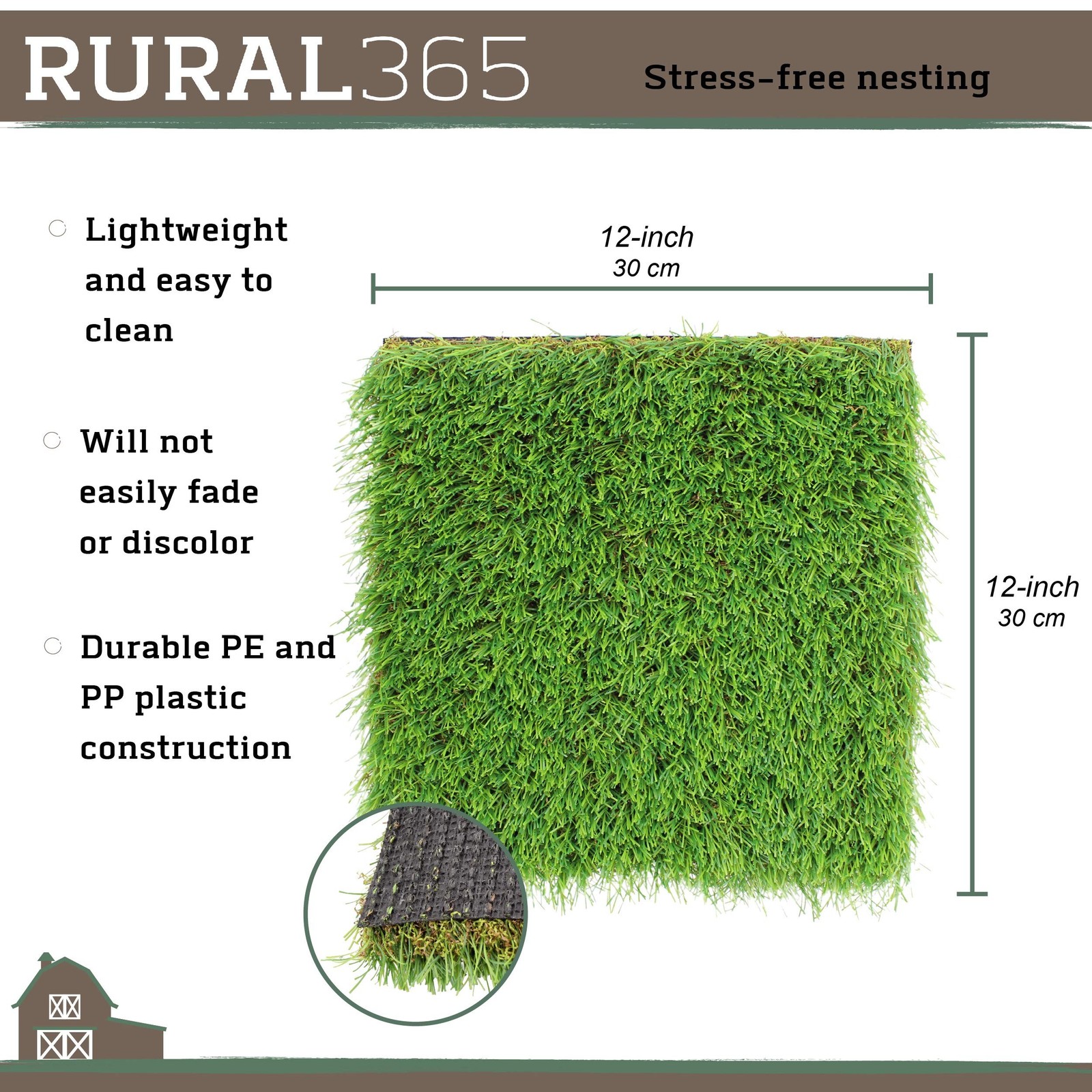 Ruralty Nesting Box Pads Artificial Turf Square 4pk – Synthetic Pads for Chic…