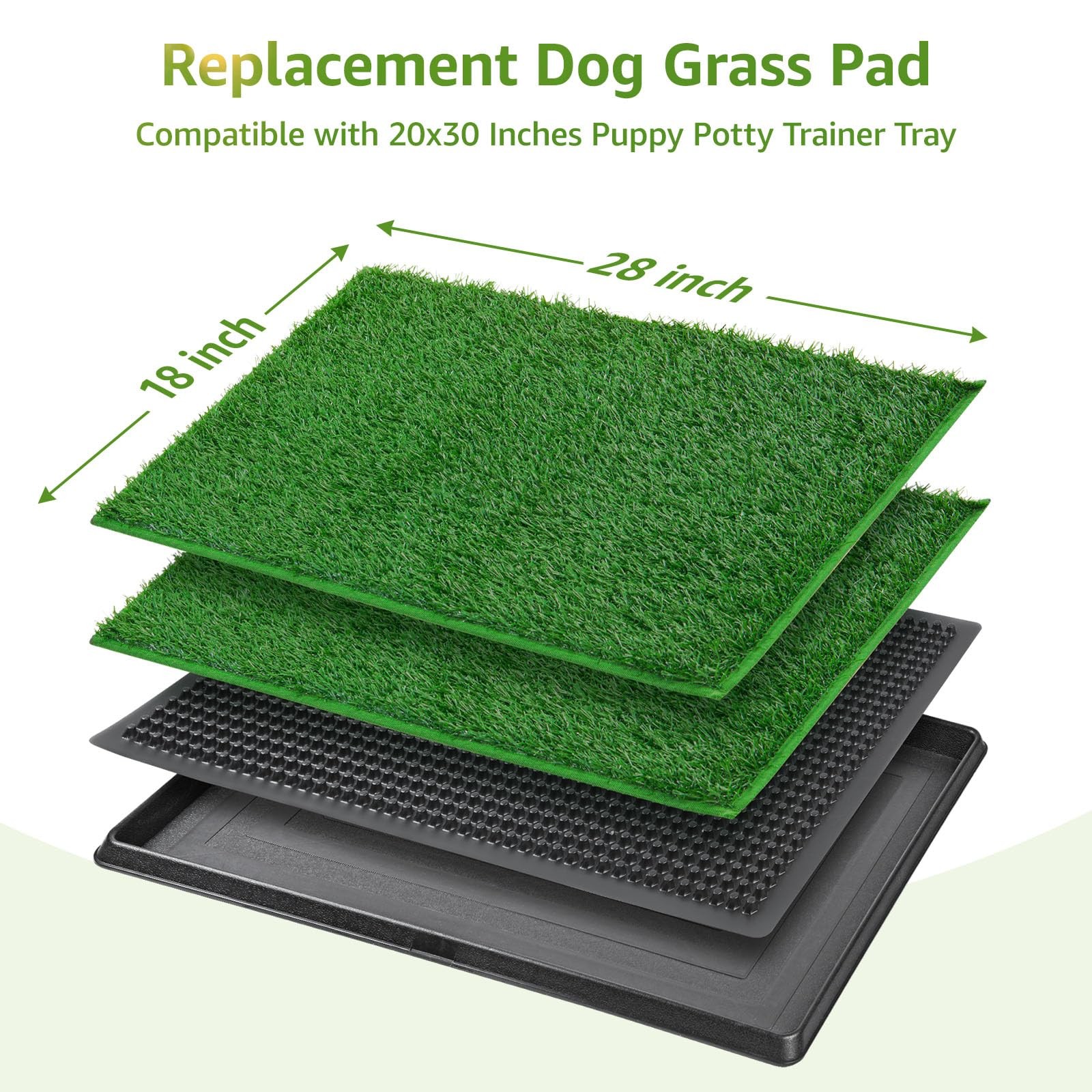Dog Grass Pee Pads, 18.1×28.1in Artificial Grass Pad for Potty Tray
