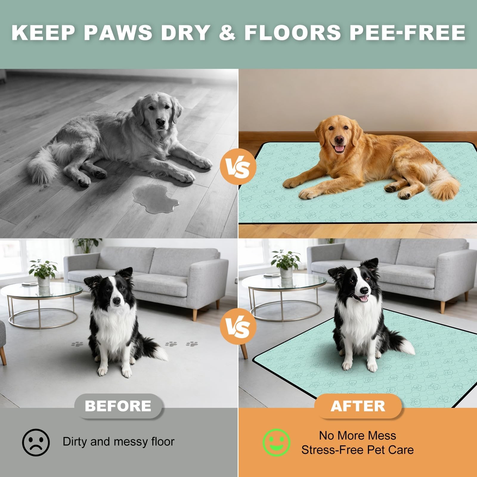 Washable Pee Pads for Dogs 2 Pack, Reusable Waterproof Leak-Proof Puppy Train…