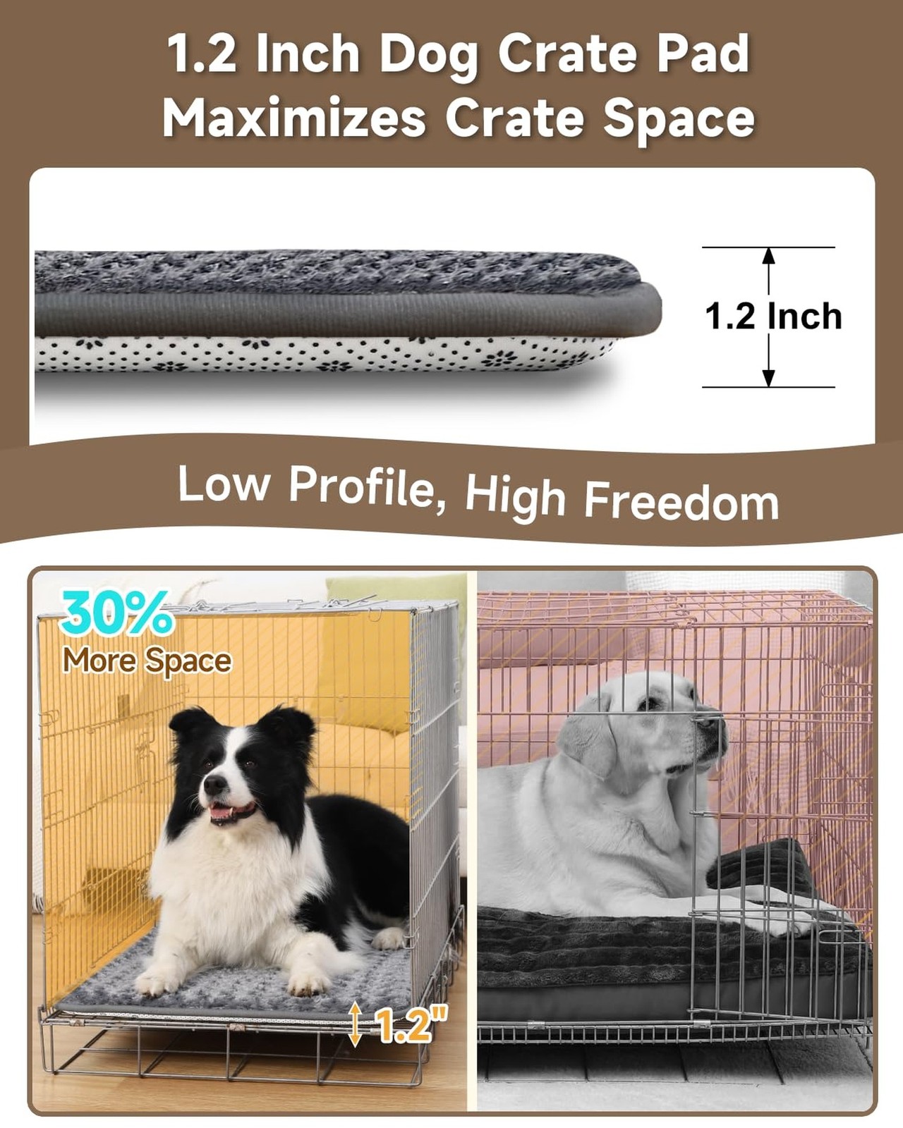 XL Dog Bed for Crate High Resilience Foam Crate Pad Mat for Large Dogs Washab…