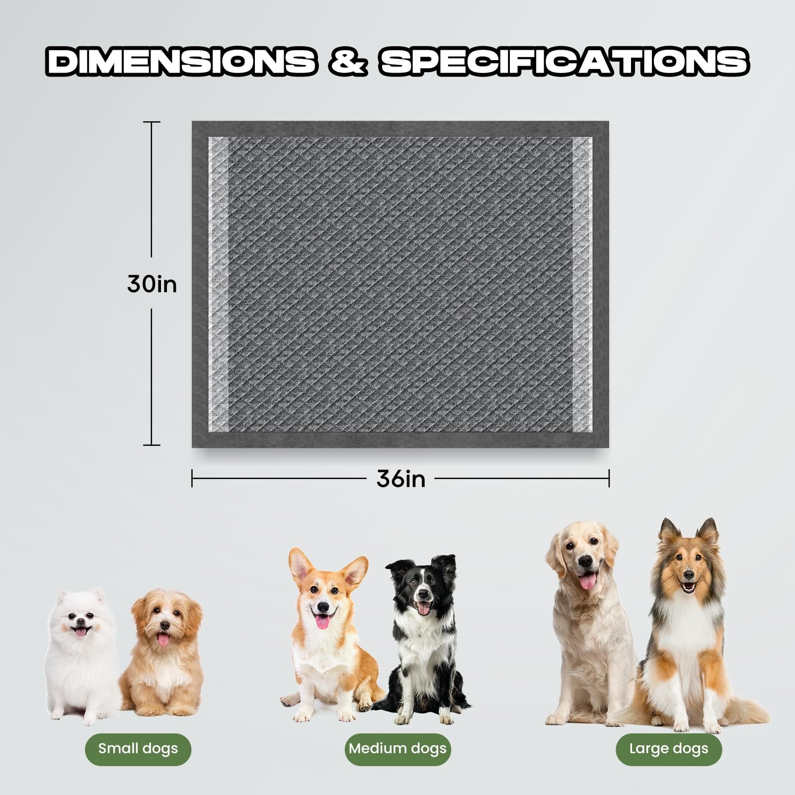 Dog Pee Pads for Dogs XXL 30″x36″ Charcoal Puppy Pads 50 Counts Extra Large