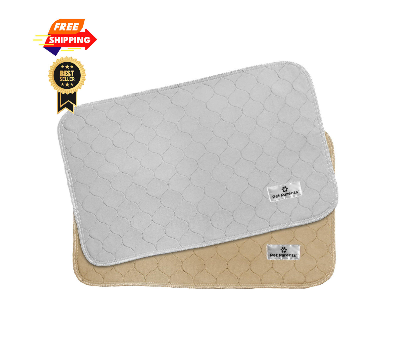 Pet Parents Pawtect® Pads Washable Dog Pee 18×24 (2pack), Grey & Beige