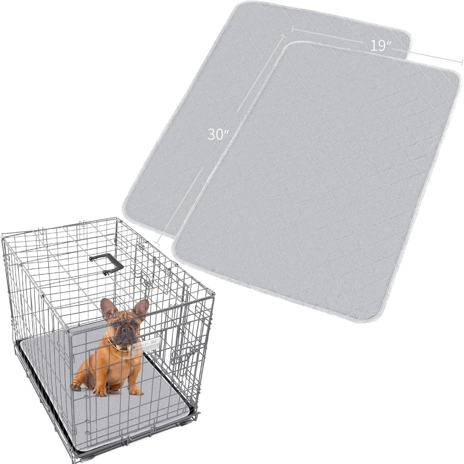 Dog Crate Mat and Washable Pee Pads for Dogs 2 Pack30″X19″, Waterproof Non-Sl…