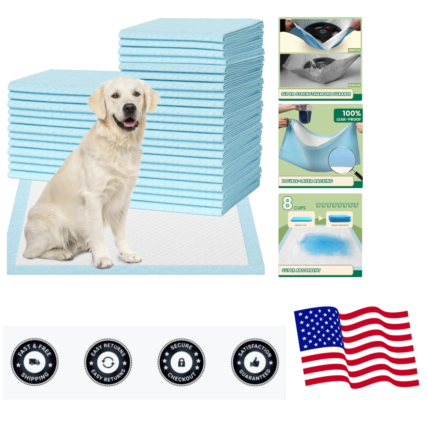 7 Layer Dog Pads 30×28 Inch, 30 Count – Super Dog Pee Pads Extra Large, Tear-…