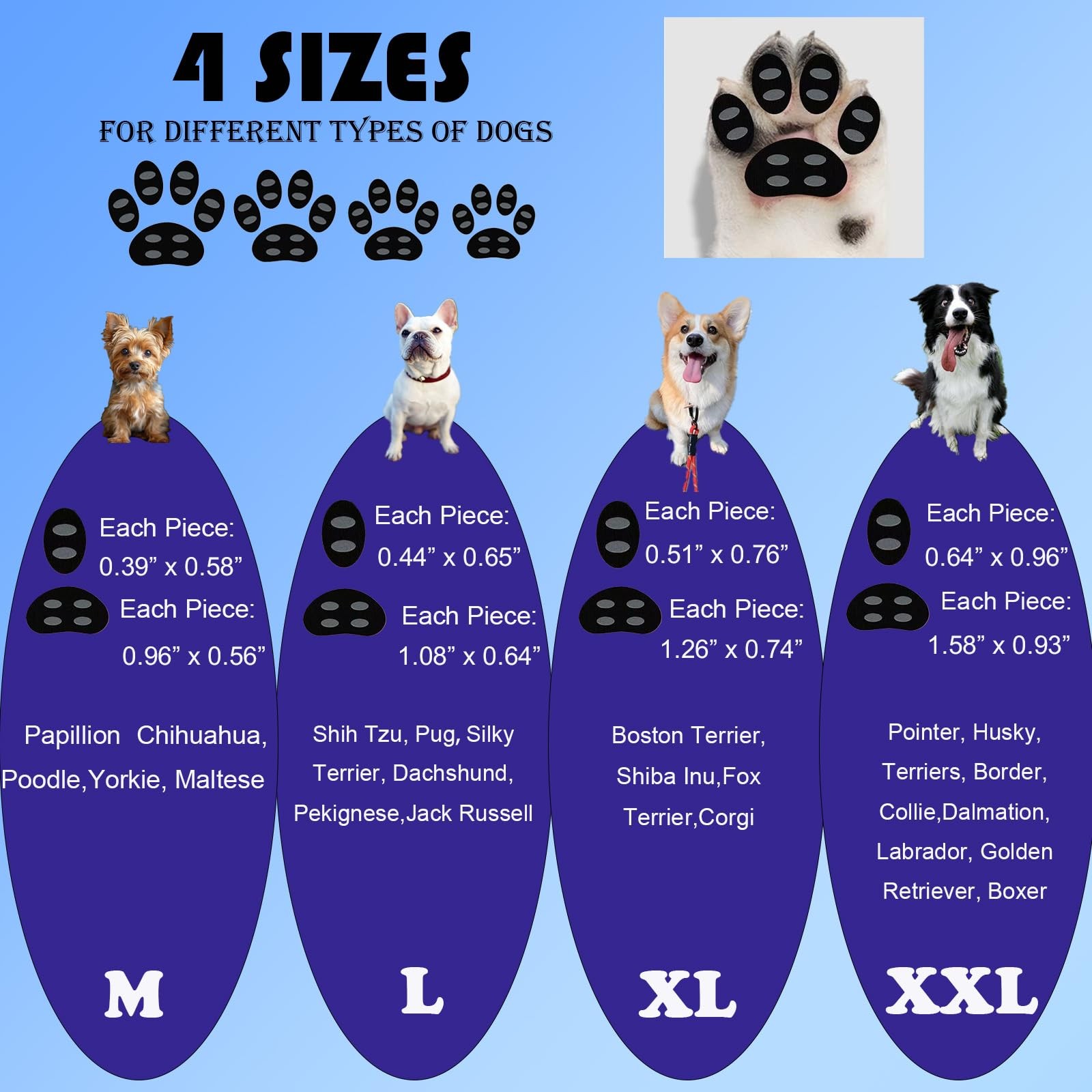 BelleVuee Dog Paw Protector L Anti Slip Pads Hardwood Floors