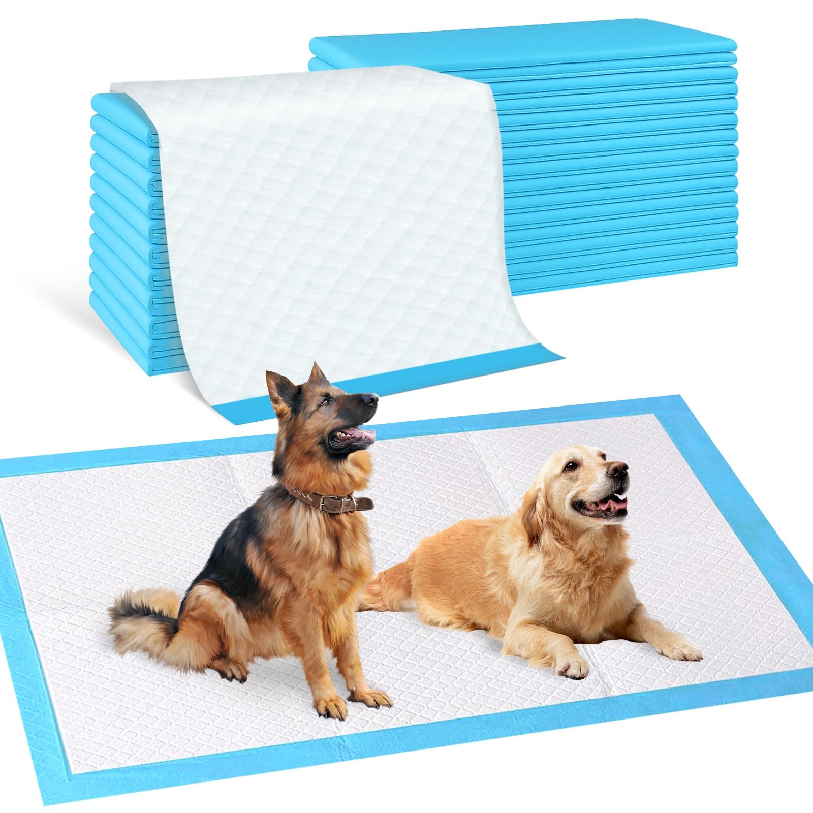Pee Pads for Dogs & Cats, Extra Large 36″X51″, 40 Count, Blue, Polymer, Polye…