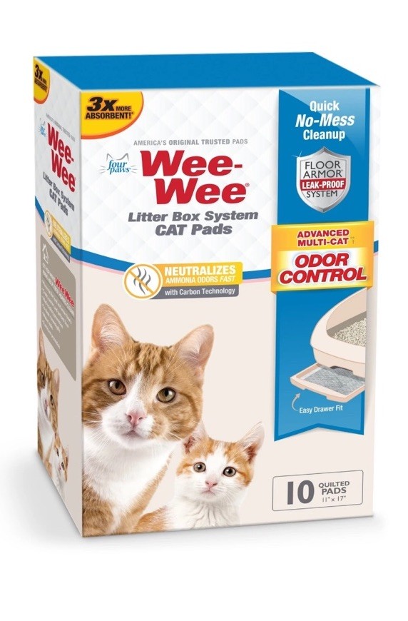 Four Paws Wee-Wee Cat Pee Pads, Disposable Litter Box Mats, Advanced Odor #N