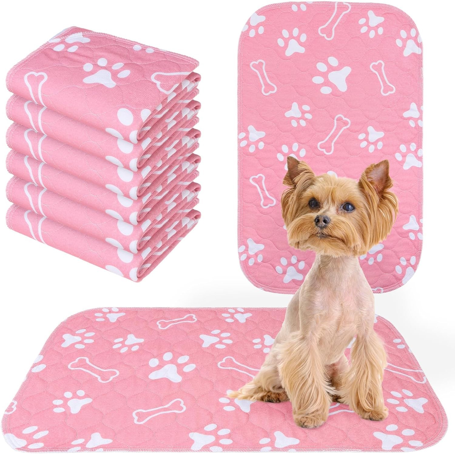6 Pack Washable Pee Pads for Dogs, Reusable Puppy Pads for Potty Training, Wa…