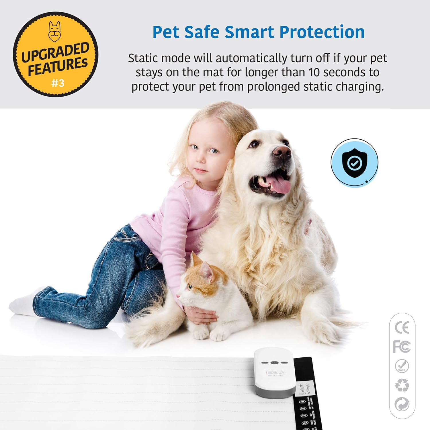 Pet Training Mat [2-PACK], 60″X12″ + 30″X16″, Electronic Repellent Mat for Dogs