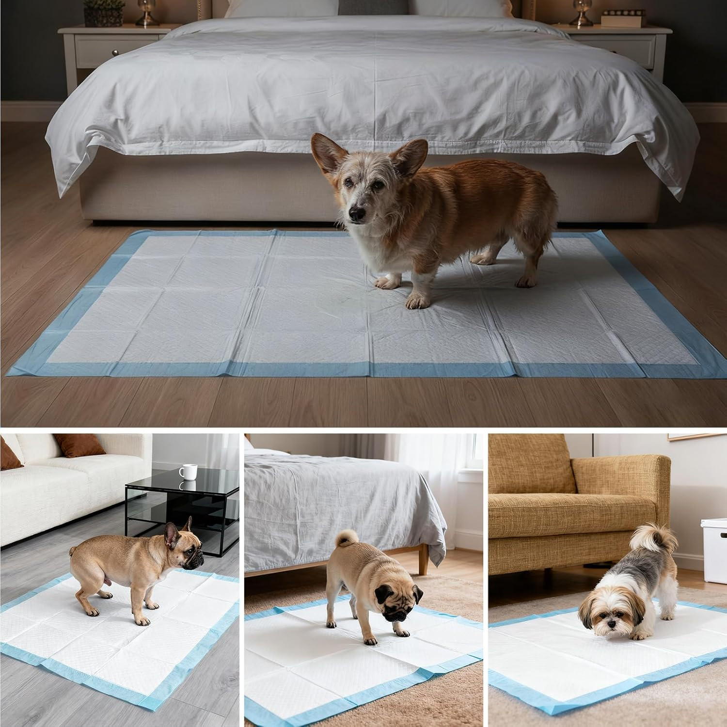 XL 6-Layer Ultra Absorbent 1200ml 48-Hour Leak-Proof Dog Pee Pads, Quick Dry Ext