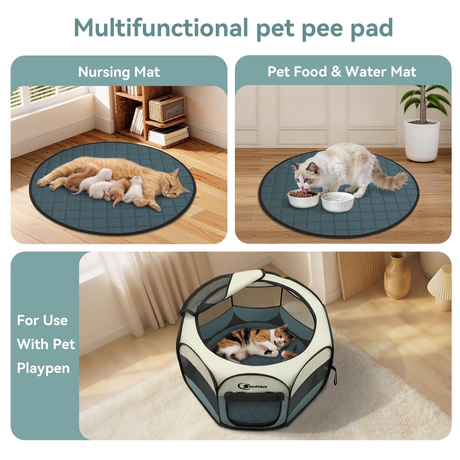 Washable Reusable Pet Pee Pads, Absorbent Non-Slip Training Mat for Dog Cat R…
