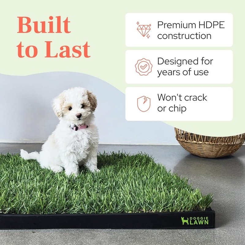 Leak-Proof Indoor Dog Toilet Tray Heavy-Duty HDPE Easy Clean Dog Potty Solution