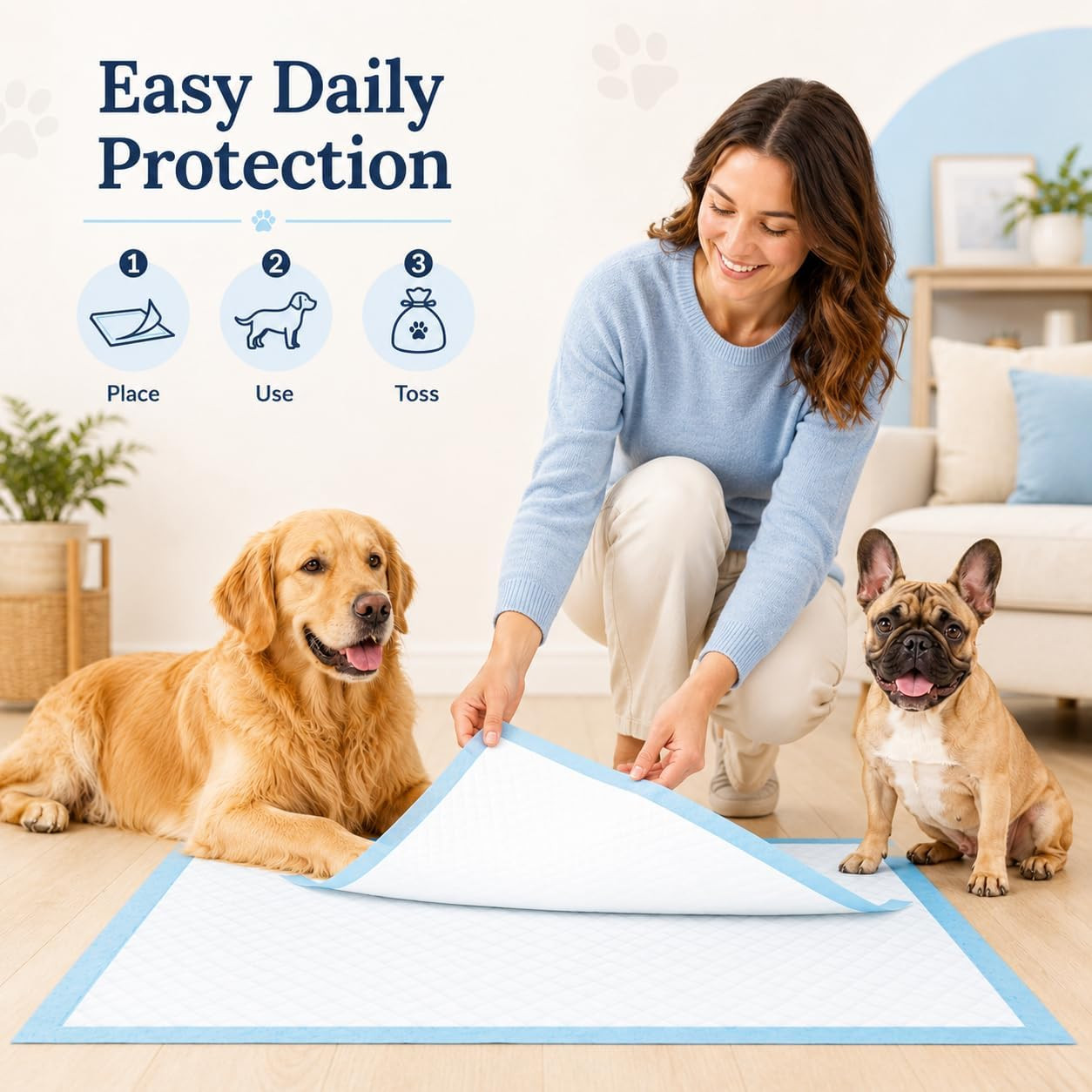 Boscute Super Absorbent & Leak-Proof Jumbo Size 36″x36″ Pet Training Dog Pee Pad