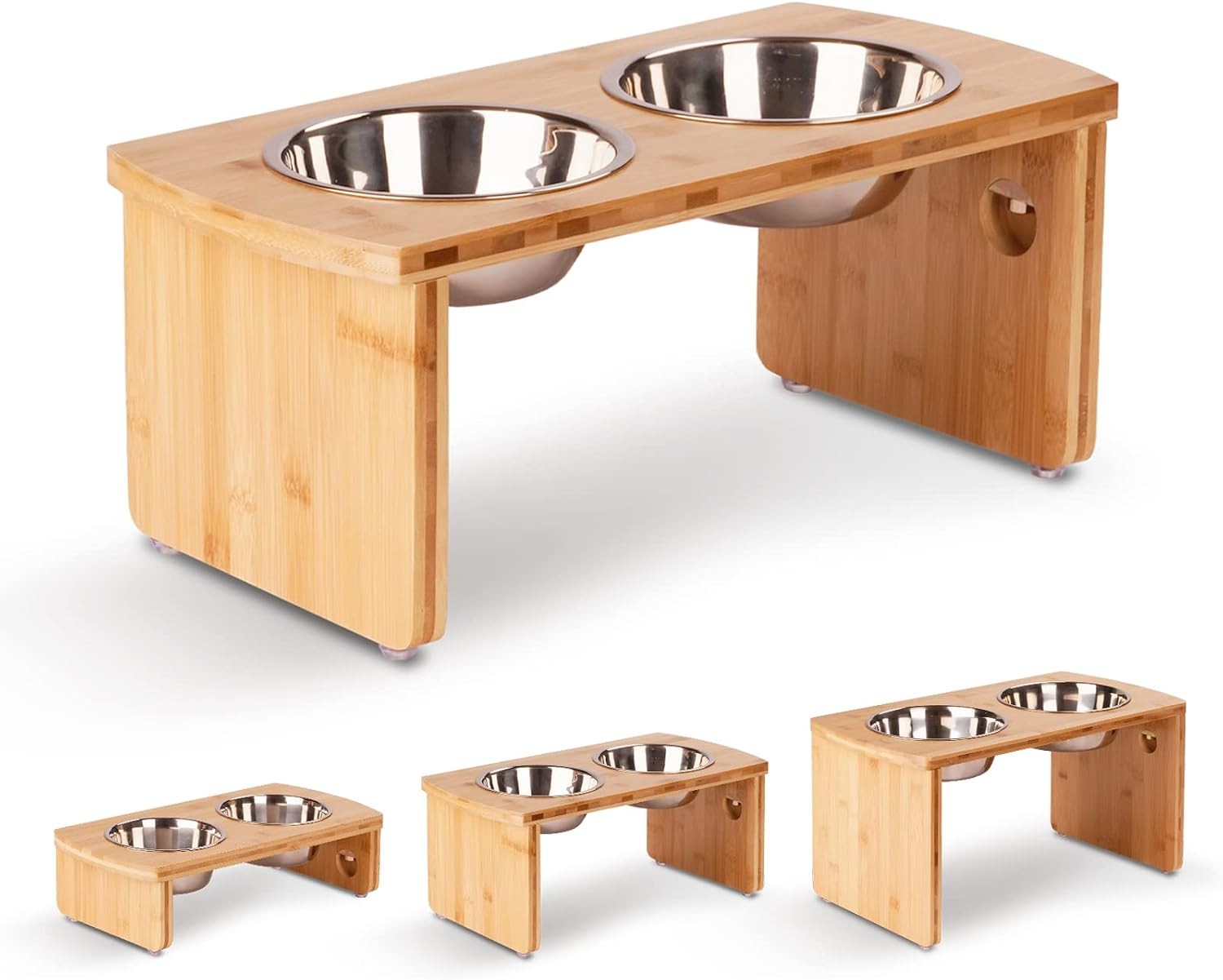 Elevated Dog Bowls, Bamboo Raised Dog Bowl for Large Dogs & Medium Dogs, with…