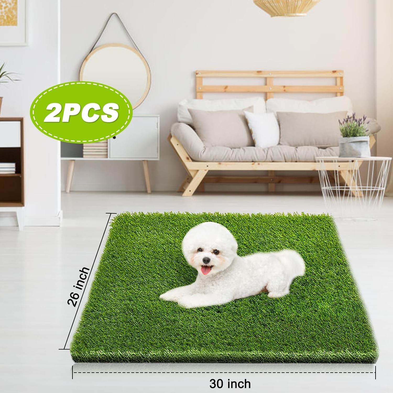 Paquete de 2 almohadillas para orina de perro de 66 x 76 cm, césped artificial r