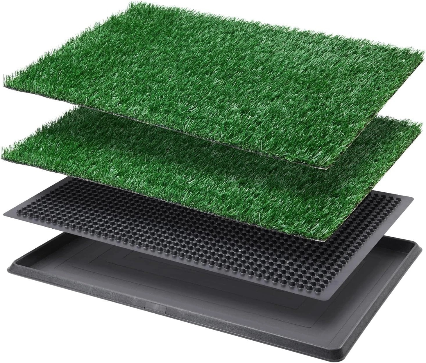 All-in-One Dog Potty Pad System – 20×30 Inch Tray with Two Easy-Clean Grass Mats