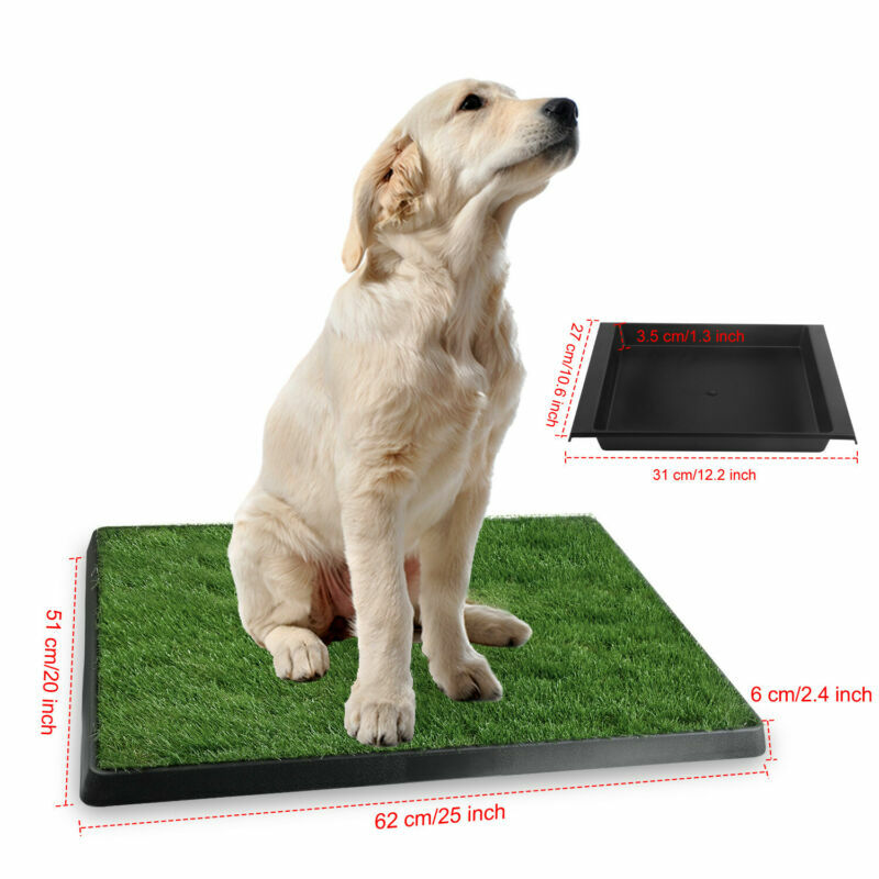 Dog Puppy Pee Training Potty Tray Artificial Grass Pad Lawn Turf Indoor/Outdoor