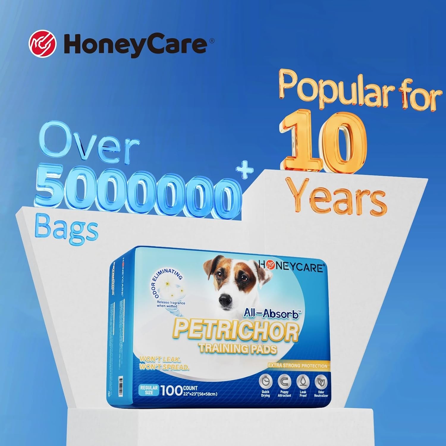 Odor Eliminating Dog Training Pads 100 Pack – Large 22″ x 23″ Leak-Proof Design