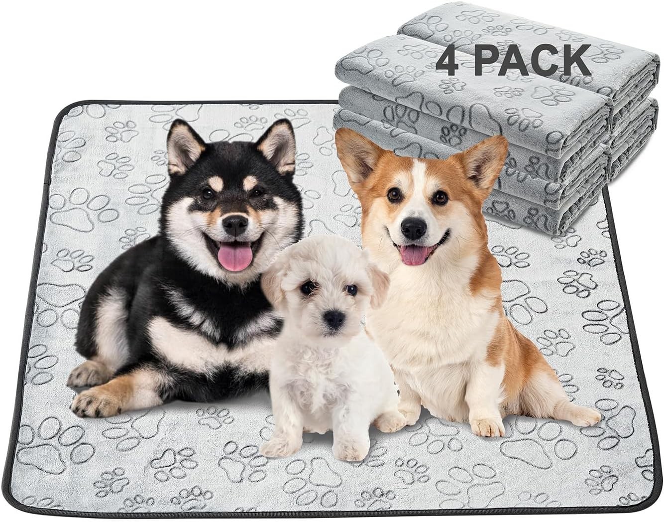 Reusable Puppy Pads, 34″x 36″ 4 Pack Washable Pee Pads for Dogs, Waterproof N…