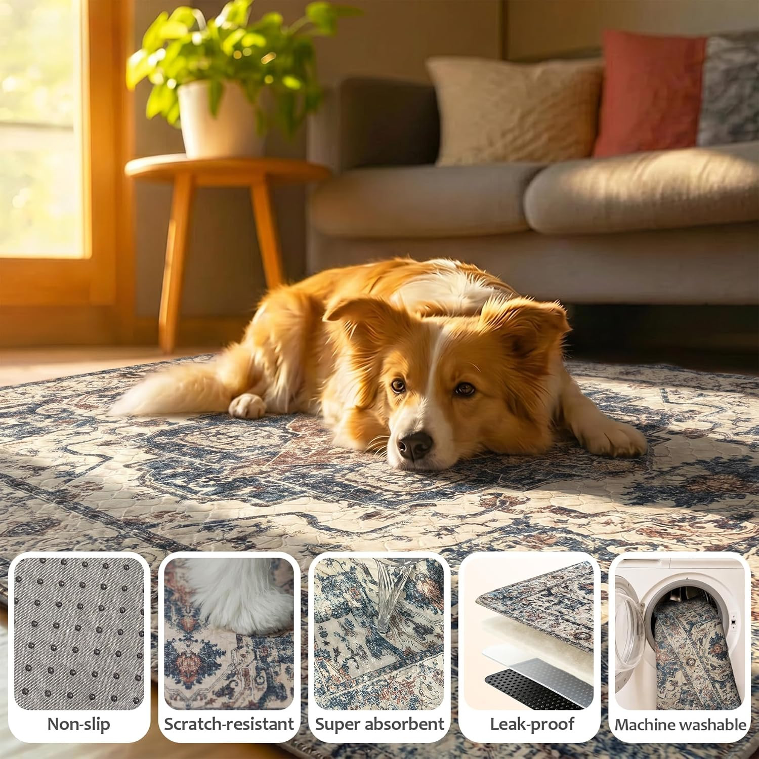 Washable Dog Pee Pads 24″ x 36″ 2 Pack Reusable Waterproof Potty Mats