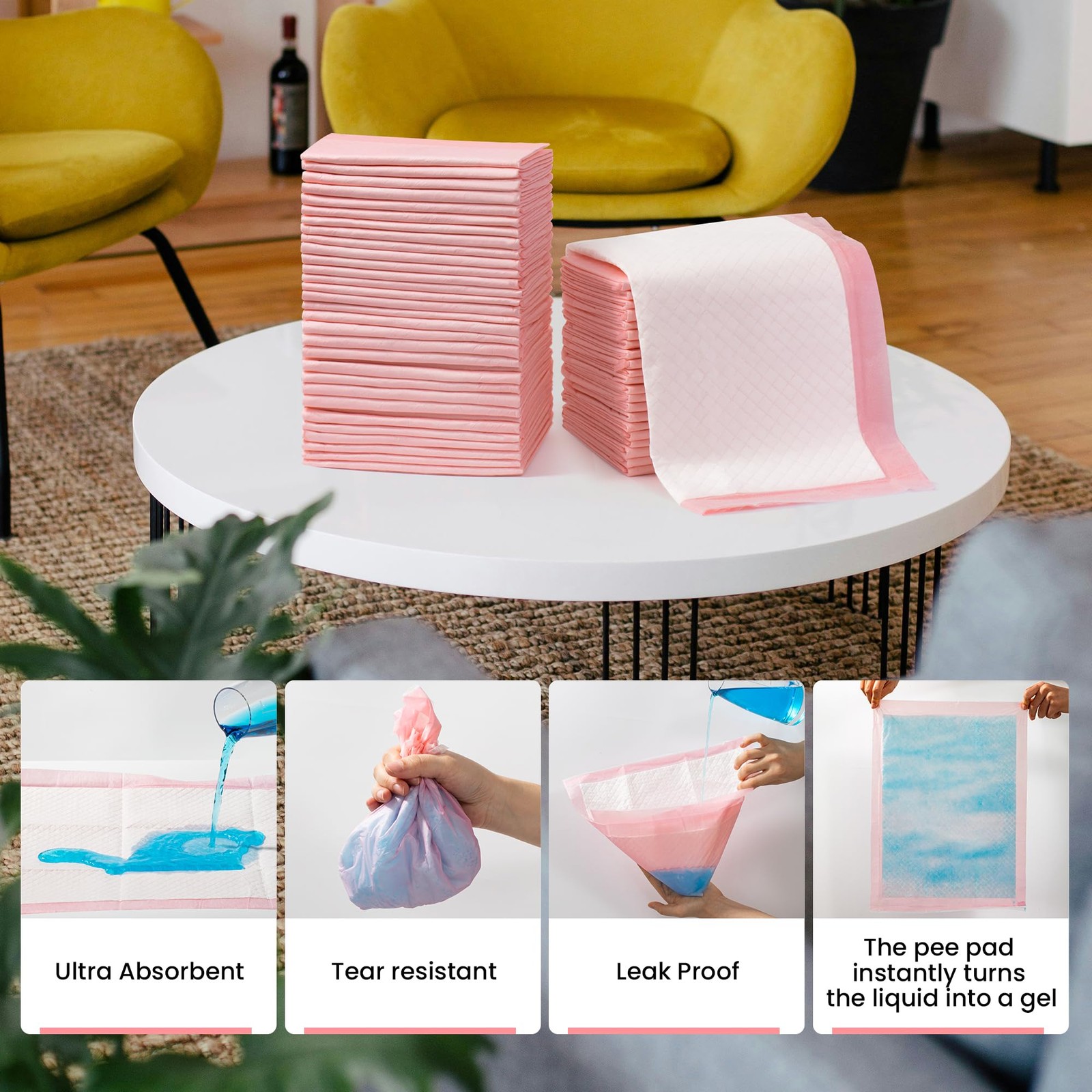 Red Rabbits Pet Training Pads 100 Count 18×13 Pink for Dogs