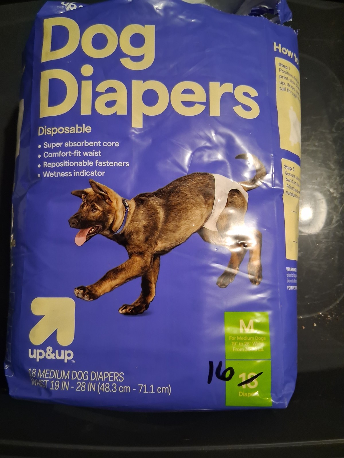 UP & UP, Disposable Dog Diapers, 16 (Open Pkg) M