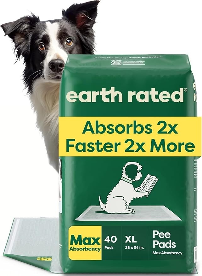 Earth Rated|Max Absorbency Puppy Pee Pads|Unscented|XL|28″X34″|40 Count|025