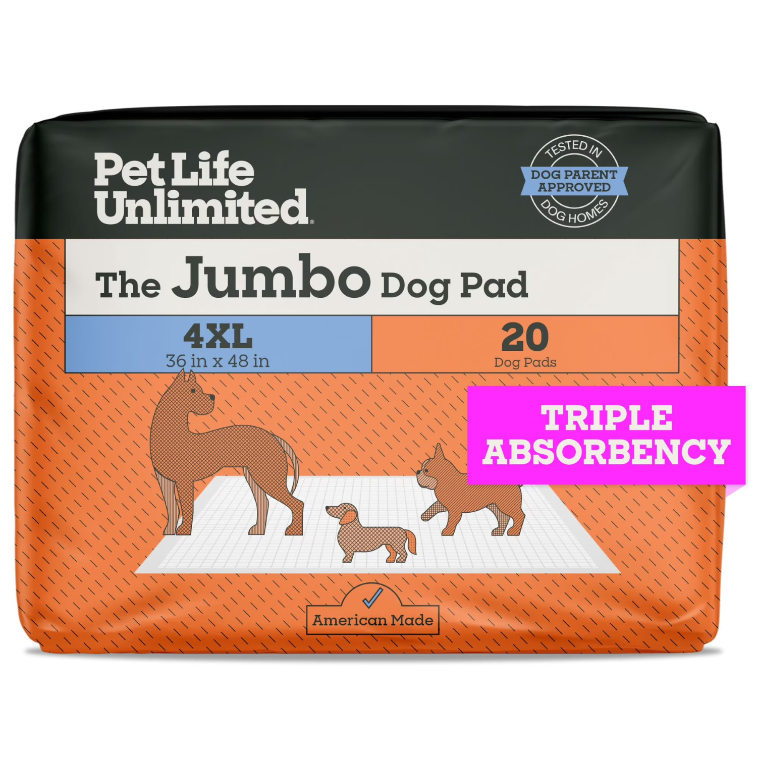 2 Pack Pet Life Unlimited Dog Pads 4XL 36×48 20Ct Jumbo Leak Proof Training Pads