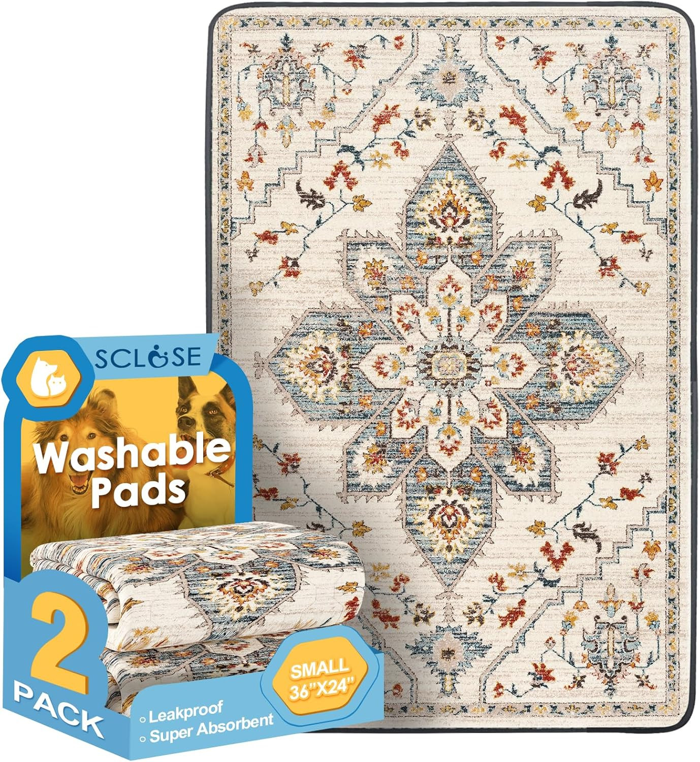 Washable Pee Pads for Dogs 2 Pack, 36″ X 24″ Reusable Puppy Pads Waterproof, Sup