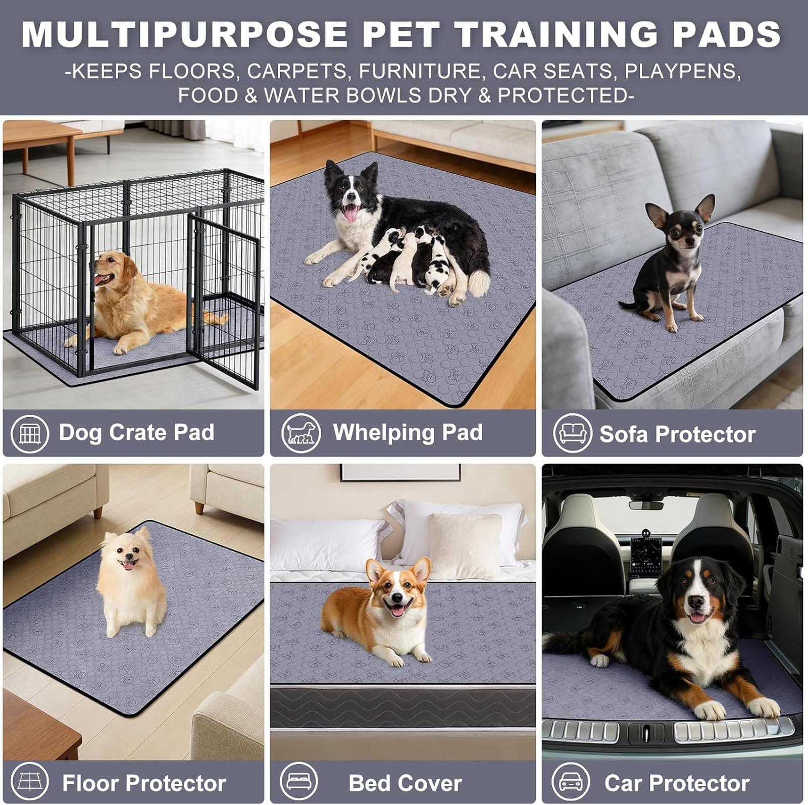 Dog Training Pads Reusable Waterproof Leak-Proof 18×24 Inches for Puppy Crate