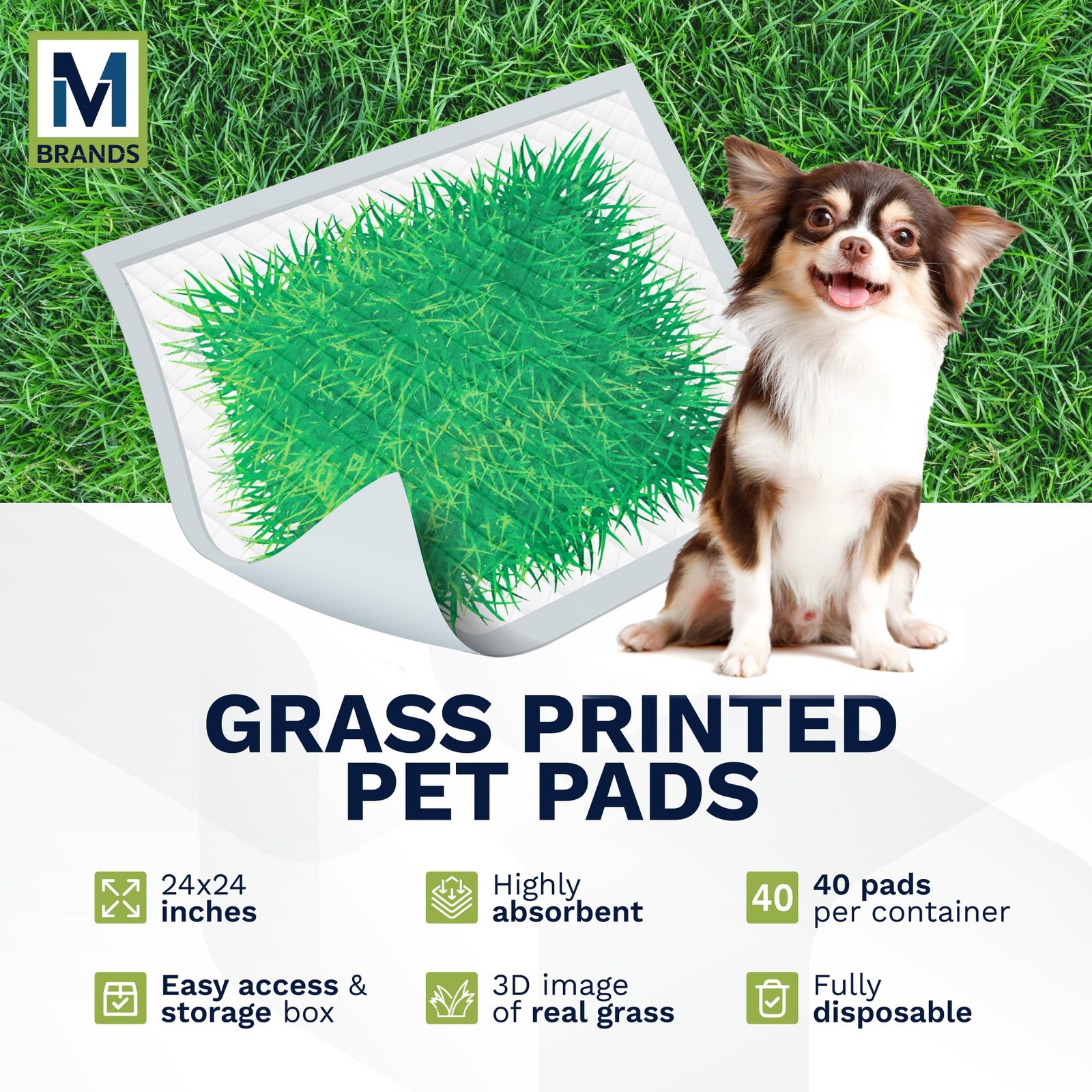 Big Dawg Pet Supplies Realistic Grass Printed Disposable Pet Pads. 24x24in Pu…