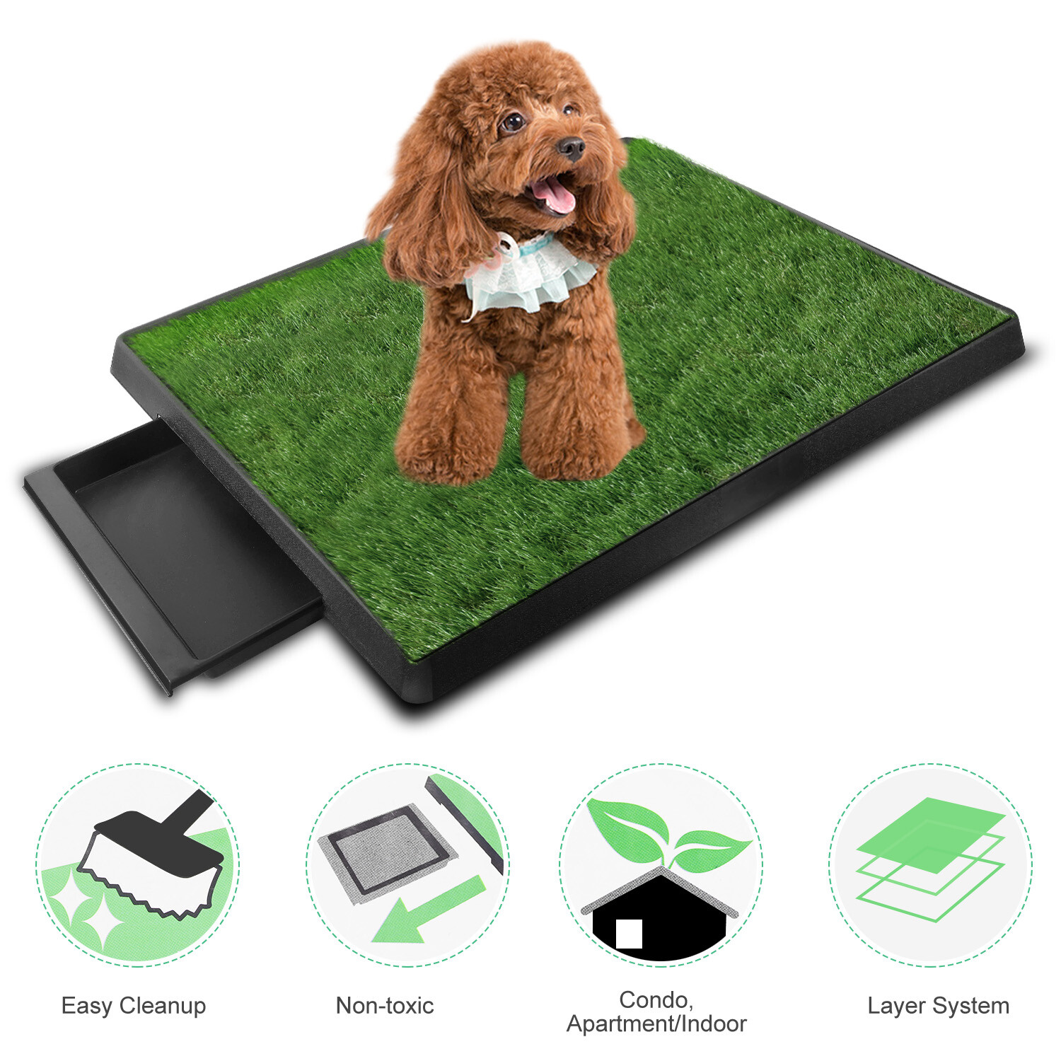 25×20″ Puppy Dog Pet Potty Training Pee Pad Mat Tray Grass House Toilet W/ tray