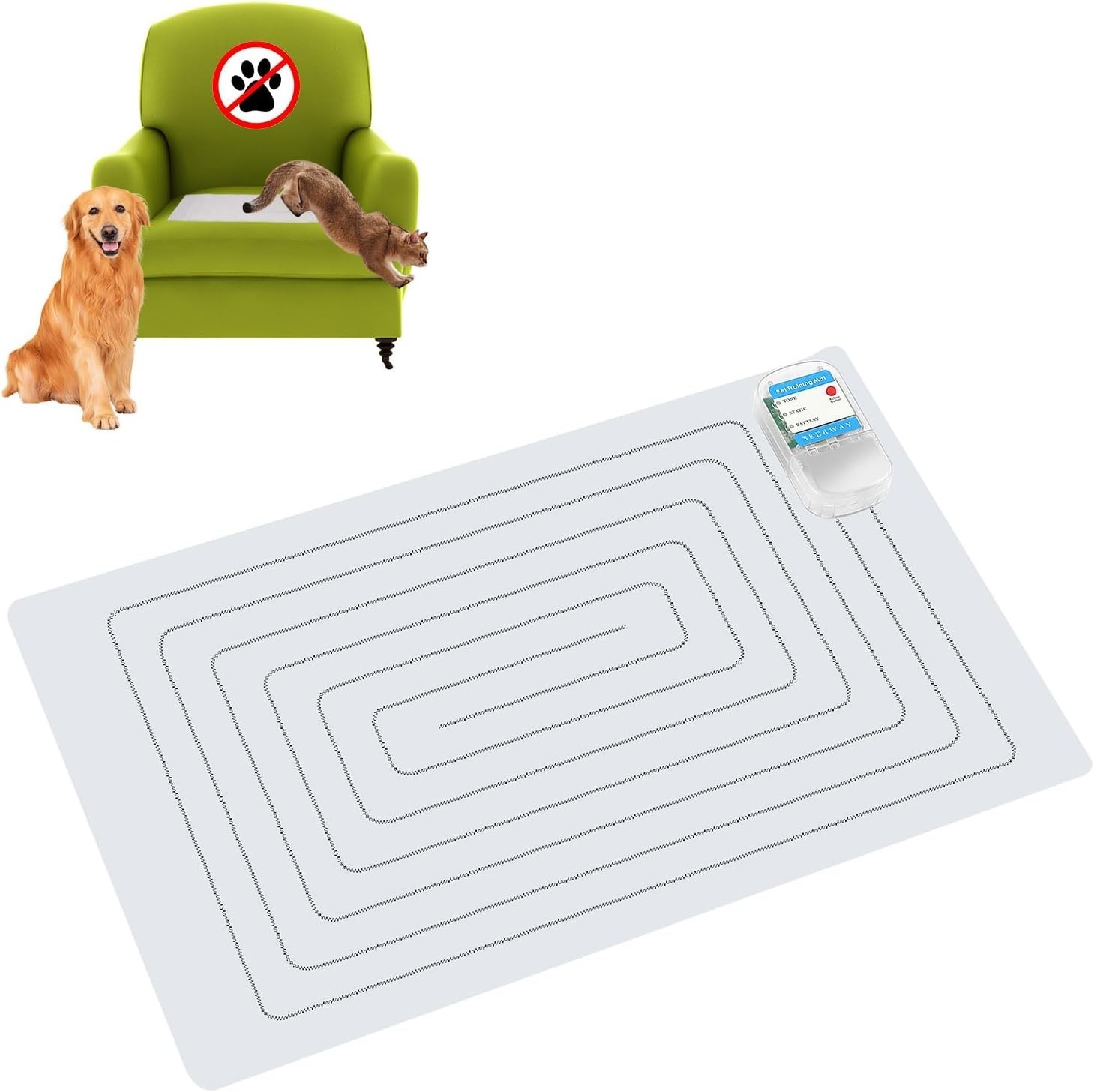 Lightweight 22″x14″ Pet Shock Mat – Indoor Deterrent with Adjustable Modes
