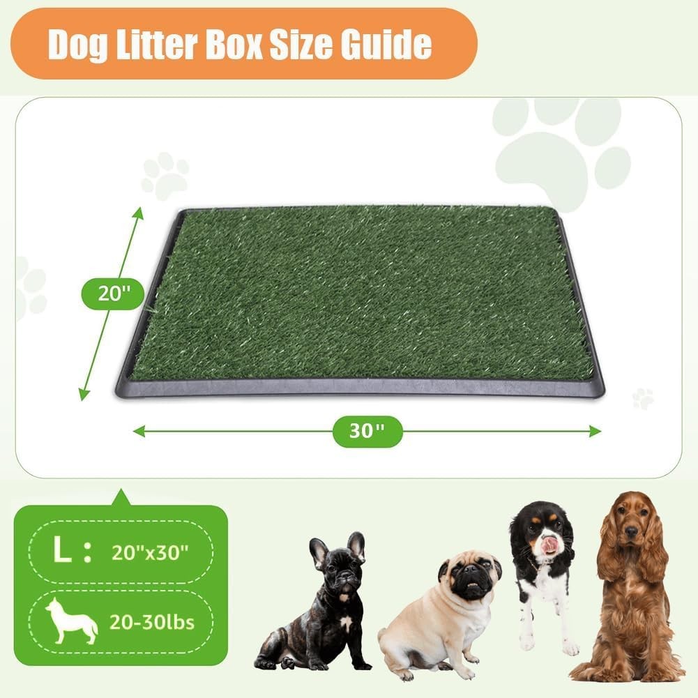 Reusable Pet Grass Potty w/ 2-Pack Replaceable Artificial Grass Quick Absorbe…