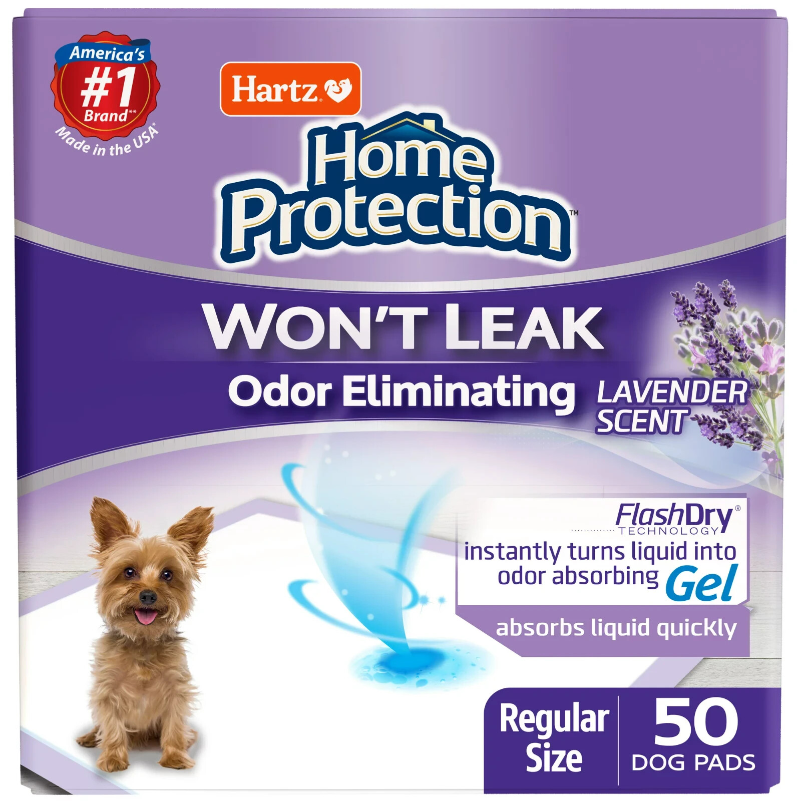 Hartz Home Protection Lavender Scent Odor-Eliminating Dog Pads,Regular Size,50ct