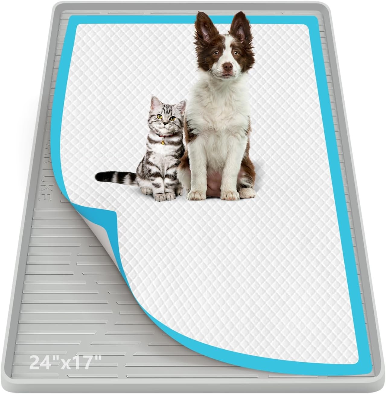 Pee Pad Holder Dogs 28″ x 22″ Large Silicone Pee Tray Mat High Edge Leak-Proof