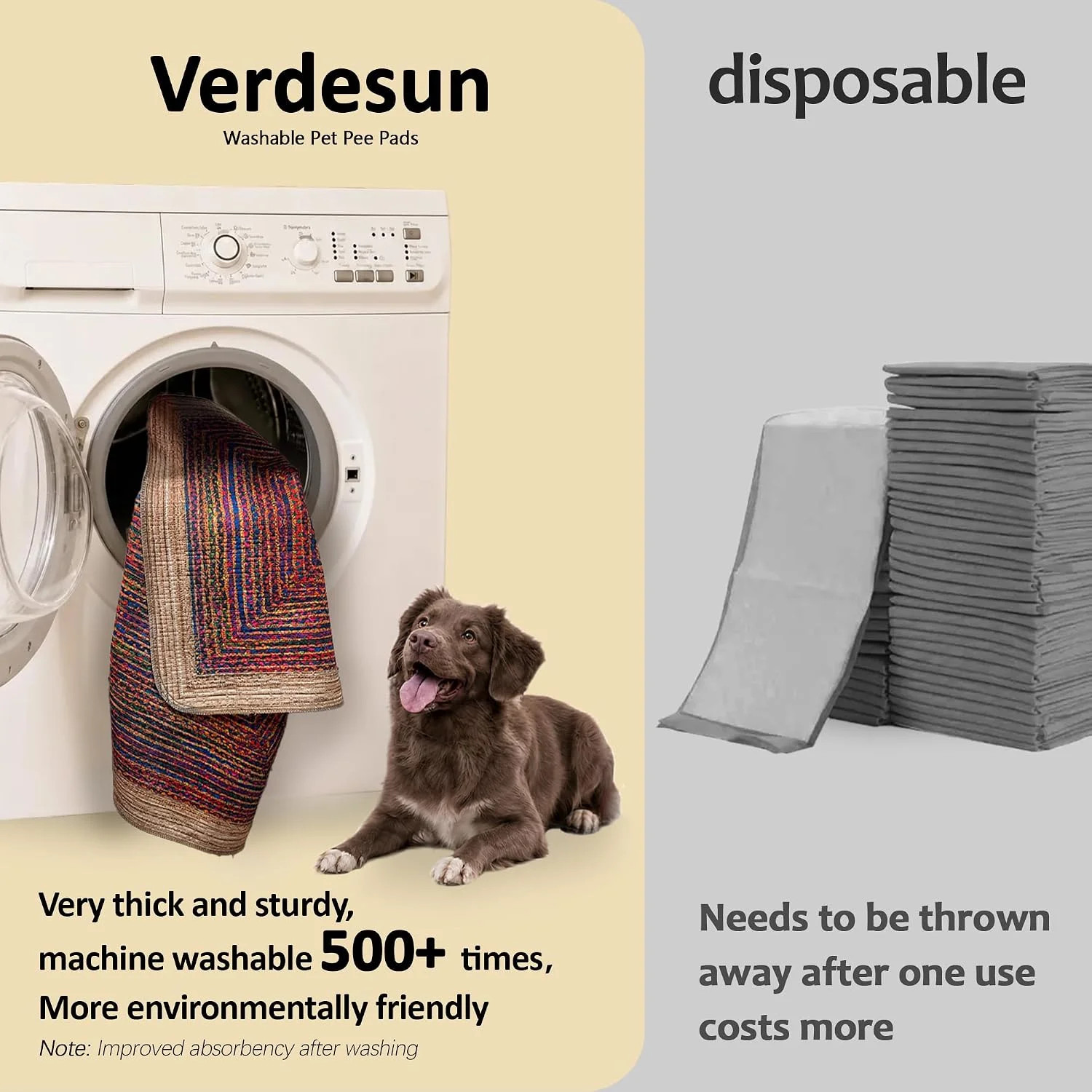 Washable Pee Pads for Dogs, 2Pack Reusable Puppy Pads, Super Absorbent & Leakpro
