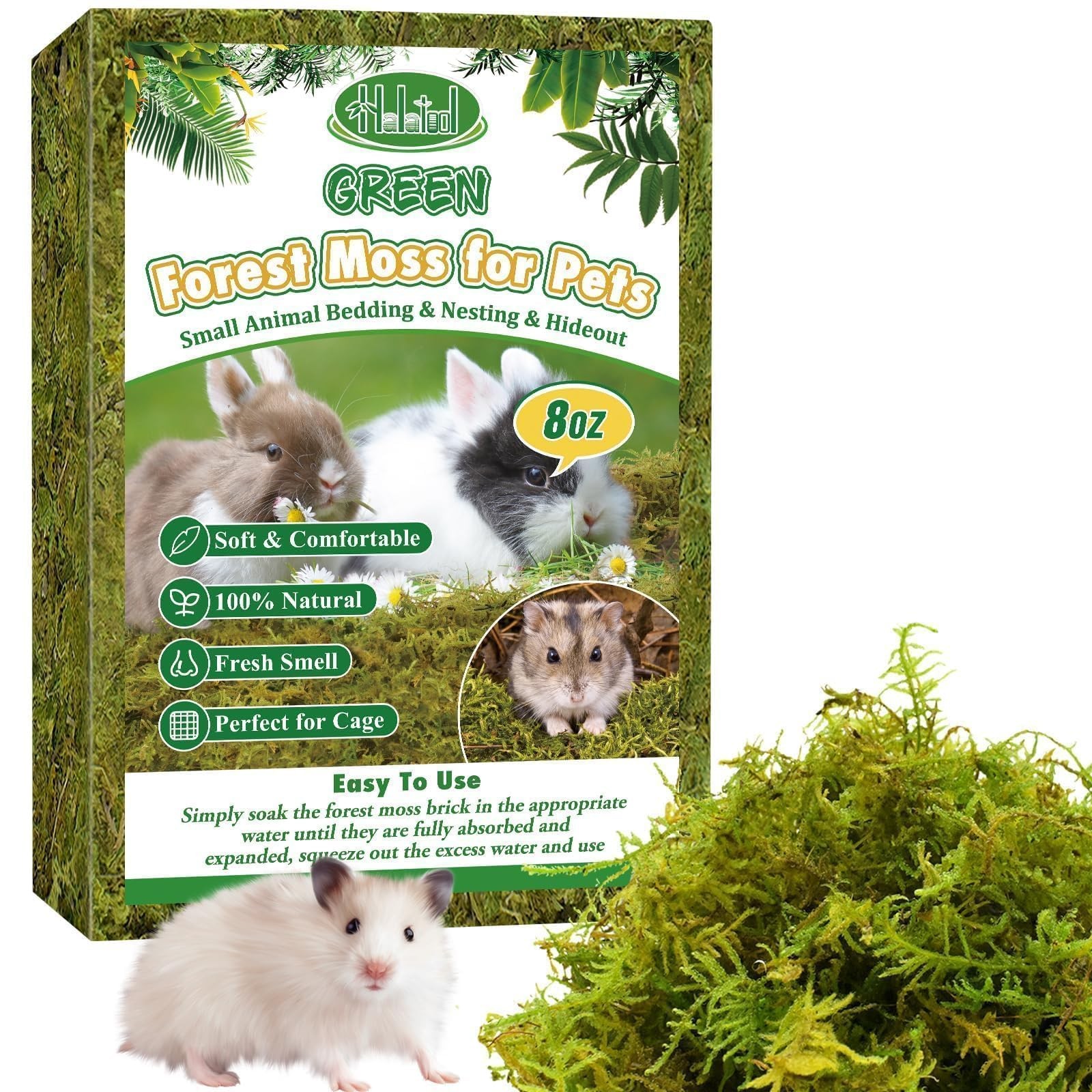 Halatool 12QT Small Animals Bedding & Nesting Material, 8oz/12qt, Green