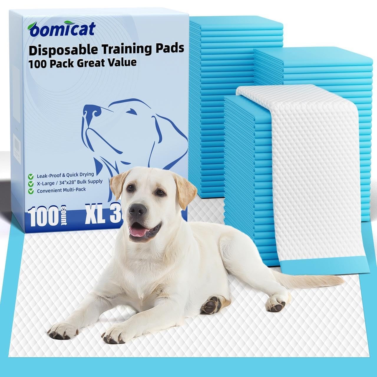 Puppy Pads XL 100 Count, Dog Pee Pads Extra Large, 34×28 Pee Pads for Dogs, X-La