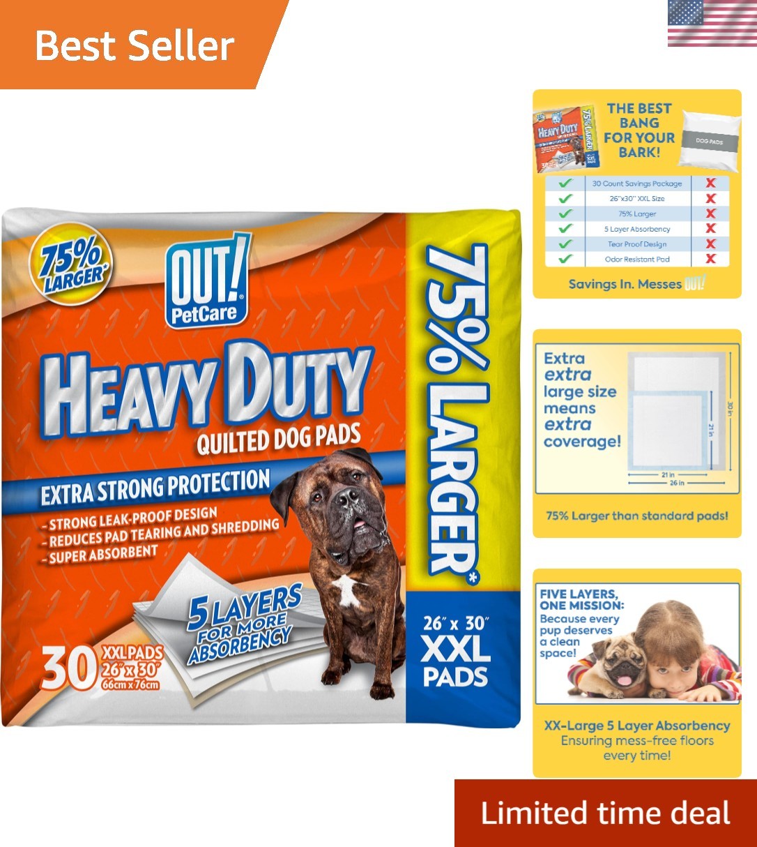 Petcare Puppy Pads XXL, Heavy Duty, Leak Proof Pee Pads for Dogs, Potty Train…
