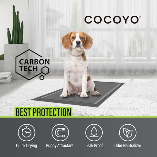 COCOYO Charcoal Dog Training Pads 100 Count 22×22 Leak Proof Odor Control Gray